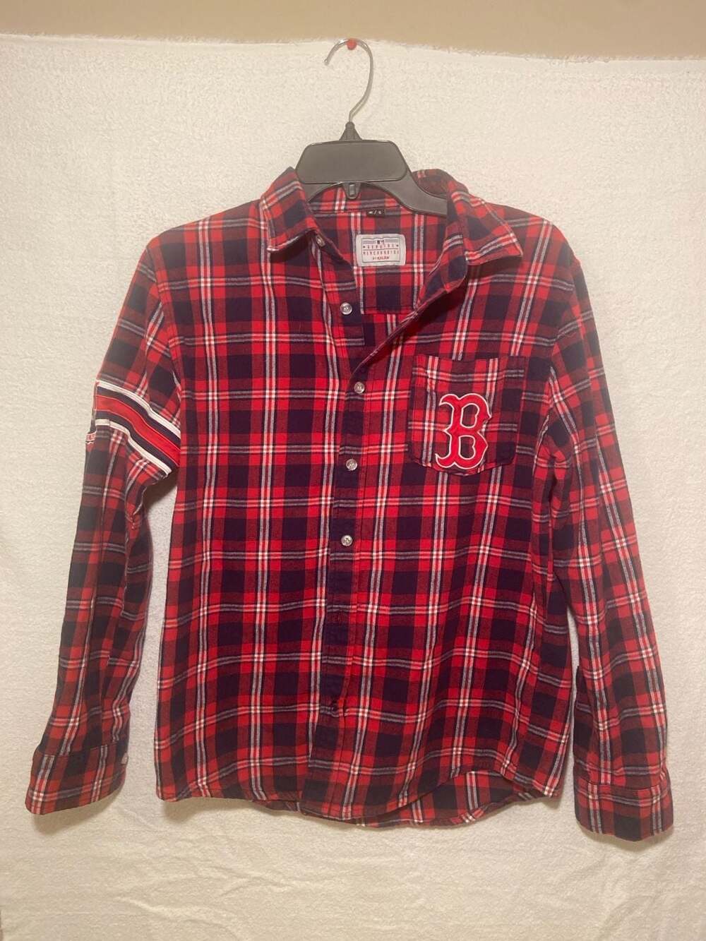 Klew Boston Red Sox Plaid Flannel Button Down Shirt Size S
